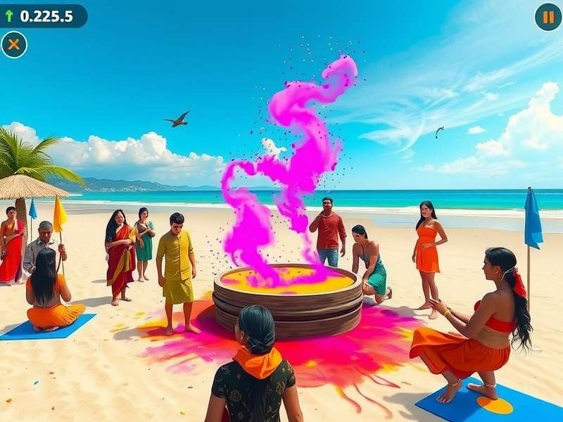 Beach Picnic Party Indian festival celebration with traditional elements